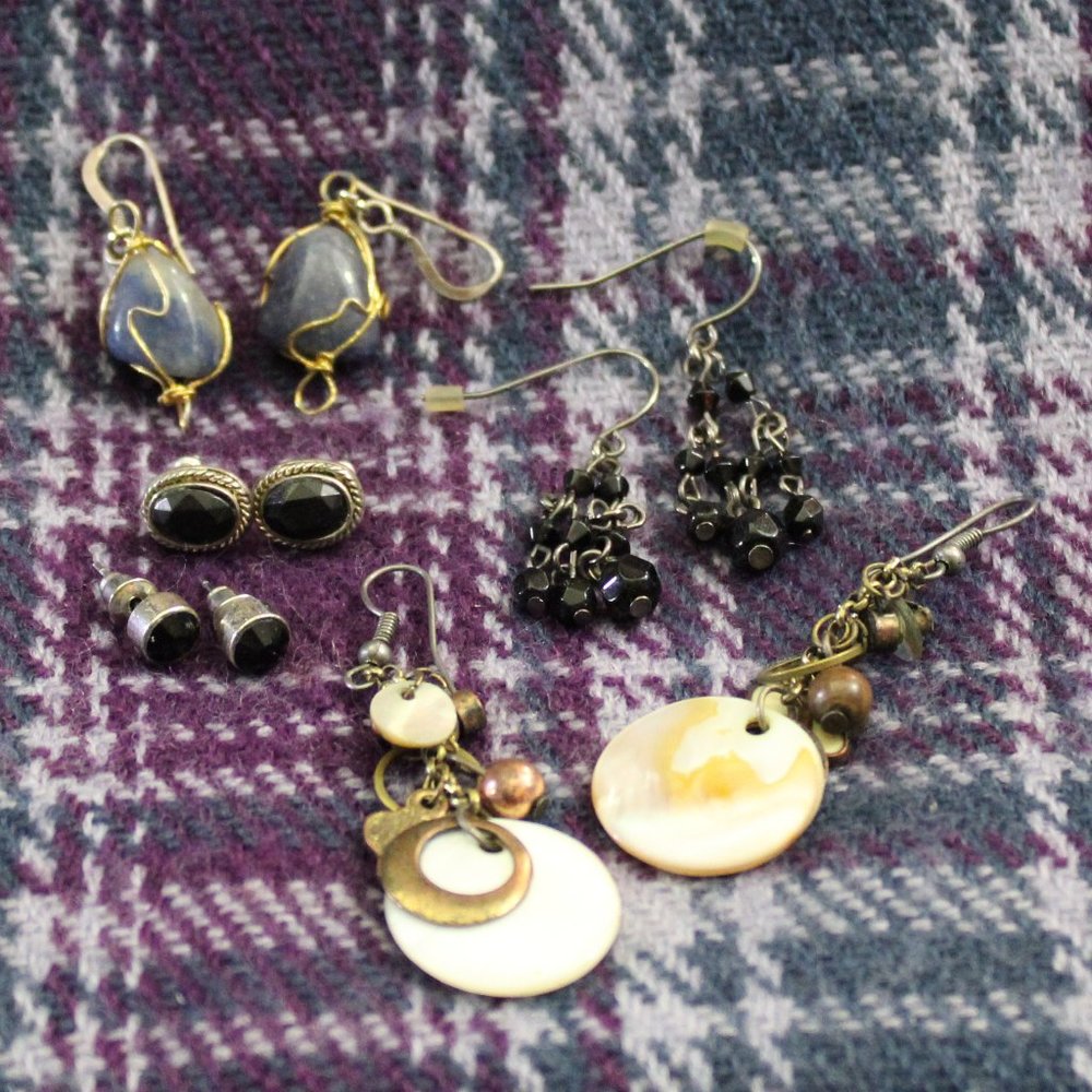Lot of Five Pierced Earrings Mixed Materials